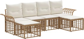 vidaXL Σειρά Καναπέ Εξωτερικού 6 pcs Φυσικό και Κρέμα Λευκό