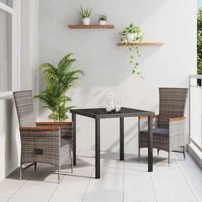 vidaXL Καρέκλες Εξωτερικού Χώρου με μαξιλάρι 3 pcs Γκρι Σκούρο γκρι