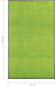 vidaXL Πατάκι Εισόδου Πλενόμενο Πράσινο 90 x 150 εκ.