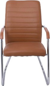 COLLET Πολυθρόνα Γραφείου Επισκέπτη Μέταλλο Χρώμιο, Pu Καφέ   4τμχ