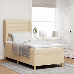 vidaXL Κρεβάτι με ελατήρια και ματRESS Κρεμ 90x200 cm Υφασμα