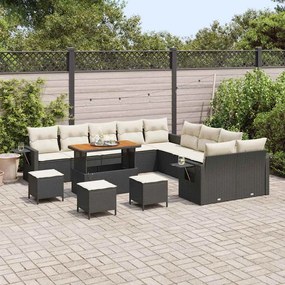 vidaXL Σετ Καναπέ Κήπου με αποθήκευση 14 pcs Μαύρο Πολυ ράταν