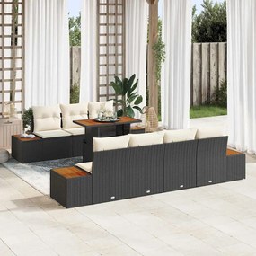 vidaXL Σετ Καναπέ Κήπου με μαξιλάρι 8 pcs Μαύρο Πολυ ράταν
