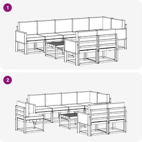 vidaXL Σειρά Καναπέ Εξωτερικού 9 pcs Φυσικό και Μπεζ Πολυεστέρας