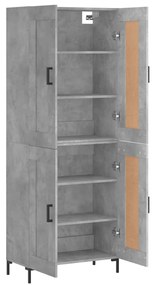 vidaXL Ντουλάπι Γκρι Σκυροδέματος 69,5x34x180 εκ. Επεξεργασμένο Ξύλο
