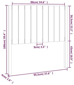 vidaXL Κεφαλάρι Κρεβατιού Μελί 95,5x4x100 εκ. από Μασίφ Ξύλο Πεύκου