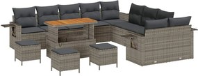 vidaXL Σετ Καναπέ Κήπου 14 pcs Γκρι συνθετικό ρατάν