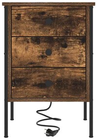 vidaXL Κομοδίνο Καπνιστή δρυς 42 x 41 x 61 εκ Επεξεργασμένο ξύλο