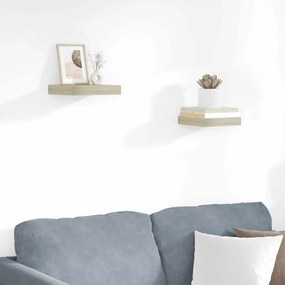vidaXL Ράφια Τοίχου 2 τεμ. Χρώμα Δρυός 23x23,5x3,8 εκ. MDF