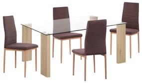 ΣΕΤ ΤΡΑΠΕΖΑΡΙΑΣ 5ΤΜΧ LADY HM11595 ΓΥΑΛΙ--ΜΕΤΑΛΛΟ--MDF ΣΕ SONAMA & ΚΑΦΕ ΥΦΑΣΜΑ