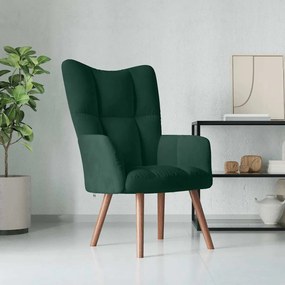 vidaXL Πολυθρόνα Relax Σκούρο Πράσινο Βελούδινη