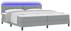 vidaXL Κρεβάτι με βάση και στρώμα & LED Ανοιχτό Γκρι 200x200 εκ. Υφασμάτινο