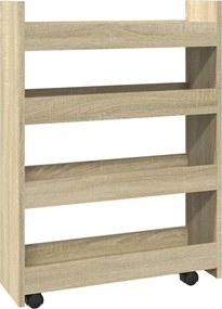vidaXL Τρόλεϊ Αποθήκευσης Στενό 4 Επιπέδων Sonoma Δρυς Επεξ. Ξύλο