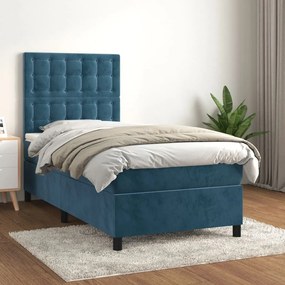 ΚΡΕΒΑΤΙ BOXSPRING ΜΕ ΣΤΡΩΜΑ ΣΚΟΥΡΟ ΜΠΛΕ 90X200 ΕΚ. ΒΕΛΟΥΔΙΝΟ 3143245