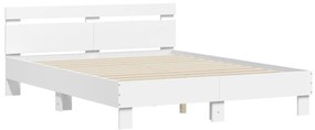 vidaXL Πλαίσιο Κρεβατιού με Κεφαλάρι/LED Λευκό 140 x 200 εκ