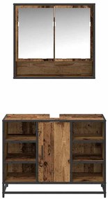 vidaXL Σετ Επίπλων Μπάνιου με ράφι 2 pcs Παλιό Ξύλο Επεξεργασμένο ξύλο