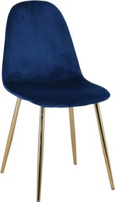 CELINA Καρέκλα Χρώμιο Χρυσό, Velure Μπλε   4τμχ