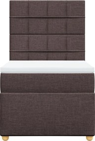 vidaXL Κρεβάτι Boxspring με Στρώμα Σκούρο Καφέ 90x190 εκ. Υφασμάτινο