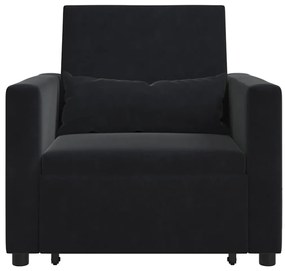 vidaXL Μονός καναπές-κρεβάτι Μαύρο 90 x 165 x 87 εκ. Βελούδο