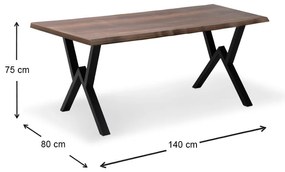 Τραπέζι Walter Megapap Mdf - μεταλλικό χρώμα καρυδί 140x80x75εκ.