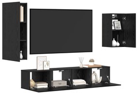 vidaXL Σετ τηλεοπτικού cabinet 4 pcs Μαύρη Δρυς 30.5 x 30 x 90 cm