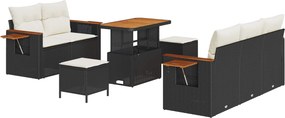 vidaXL Σετ Καναπέ Κήπου 8 pcs Μαύρο συνθετικό ρατάν