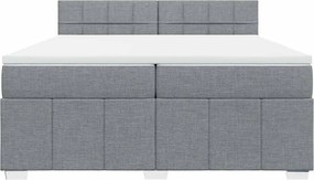 vidaXL Κρεβάτι Boxspring με Στρώμα Ανοιχτό Γκρι 200x200 εκ. Υφασμάτινο