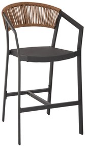 Σκαμπό Μπαρ C5892.11 Αλουμινίου Μεσαίου Ύψους Rattan με Textline Ανθρακί - Μπέζ 55x56,5x99Yεκ. 55x56.5x99 εκ.