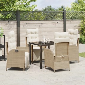 vidaXL Σετ 5 Τεμαχίων ΜDining του Κήπου Μπεζ Poly Rattan