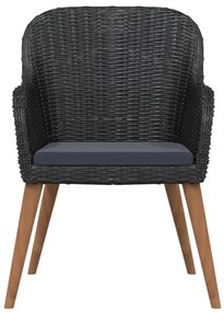 vidaXL Σετ Τραπεζαρίας Κήπου 7 Τεμαχίων Μαύρο με Μαξιλάρια