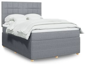 vidaXL Κρεβάτι Boxspring με Στρώμα Ανοιχτό Γκρι 140x200 εκ. Υφασμάτινο