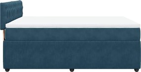 vidaXL Κρεβάτι Boxspring με Στρώμα Μπλε 140x190 εκ. Βελούδινο