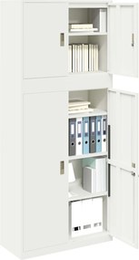 vidaXL Ντουλάπι αποθήκευσης 2 τμχ. Λευκό 90 x 40 x 210 εκ Ατσάλι