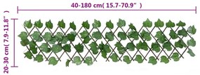 vidaXL Καφασωτό Επεκτ. Πράσινο 5Τεμ 180x20 εκ. Τεχνητά Αμπελόφυλλα