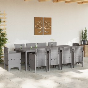 vidaXL Σετ Εξωτερικής Τραπεζαρίας 11 Τεμαχίων Ανοιχτό Γκρι Πολυρατάν