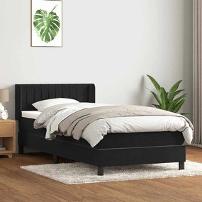 Box Spring Κρεβάτι με στρώμα Μαύρο 100x210 cm Βελούδινο - Μαύρο