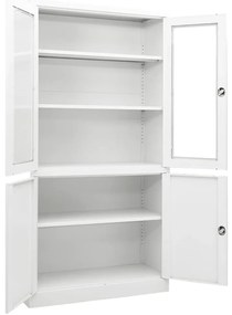 vidaXL Ντουλάπα Γραφείου 90 x 40 x 180 εκ. Λευκή Ατσάλινη