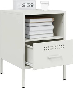 vidaXL Κομοδίνο Λευκό 36x39x50,5 εκ. από Χάλυβα