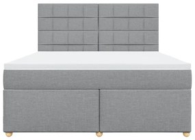 Κρεβάτι Boxspring με Στρώμα Ανοιχτό Γκρι 180x200 εκ. Υφασμάτινο - Γκρι