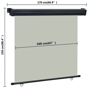 Σκίαστρο Βεράντας Πλαϊνό Γκρι 175 x 250 εκ. - Γκρι