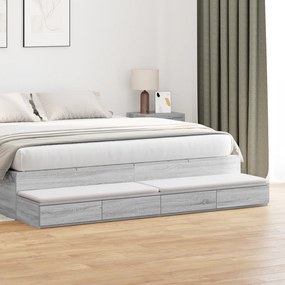 vidaXL Συρτάρια Κρεβατιού Γκρι Sonoma 200x36,5x16,5 εκ Κατασκευασμένο Ξύλο
