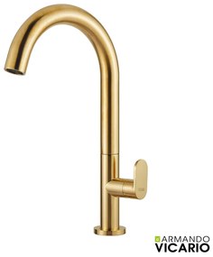 Μπαταρία Νιπτήρα Υψηλή με Βαλβίδα Clic-Clac Slim Vicario Brushed Gold 500041-201