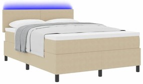vidaXL Κρεβάτι με ελατήρια Ανοιχτό Γκρι και Λευκό 193 x 144 x 88 εκ.