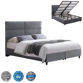 ΚΡΕΒΑΤΙ MILO ΜΕ ΑΠΟΘ.ΧΩΡΟ HM738.10 ΓΚΡΙ ΒΕΛΟΥΔΟ-- ΓΙΑ ΣΤΡΩΜΑ 140x200εκ