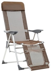 vidaXL Καρέκλες Κάμπινγκ Πτυσσόμενες με Υποπόδια 2 τεμ. Καφέ Textilene