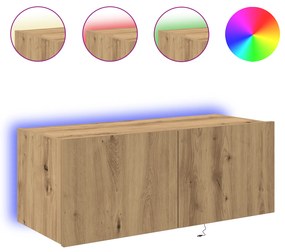 vidaXL Ντουλάπα TV με Φώτα LED Artisan Oak 80x35x31 εκ.