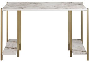 Γραφείο Reader 541HDL1113 125x60x73,8cm Marble Effect White-Gold