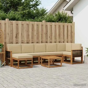 vidaXL Σειρά Καναπέ Εξωτερικού 8 pcs Φυσικό και Μπεζ Πολυεστέρας
