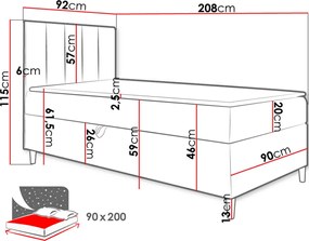 Επενδυμένο κρεβάτι Junior Maja I-Mple-Aristera-90 x 200