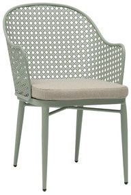 ALUMINUM ARMCHAIR OREGO  PISTACHIO GREEN-CUSHION GREY 58x55x83Hcm.